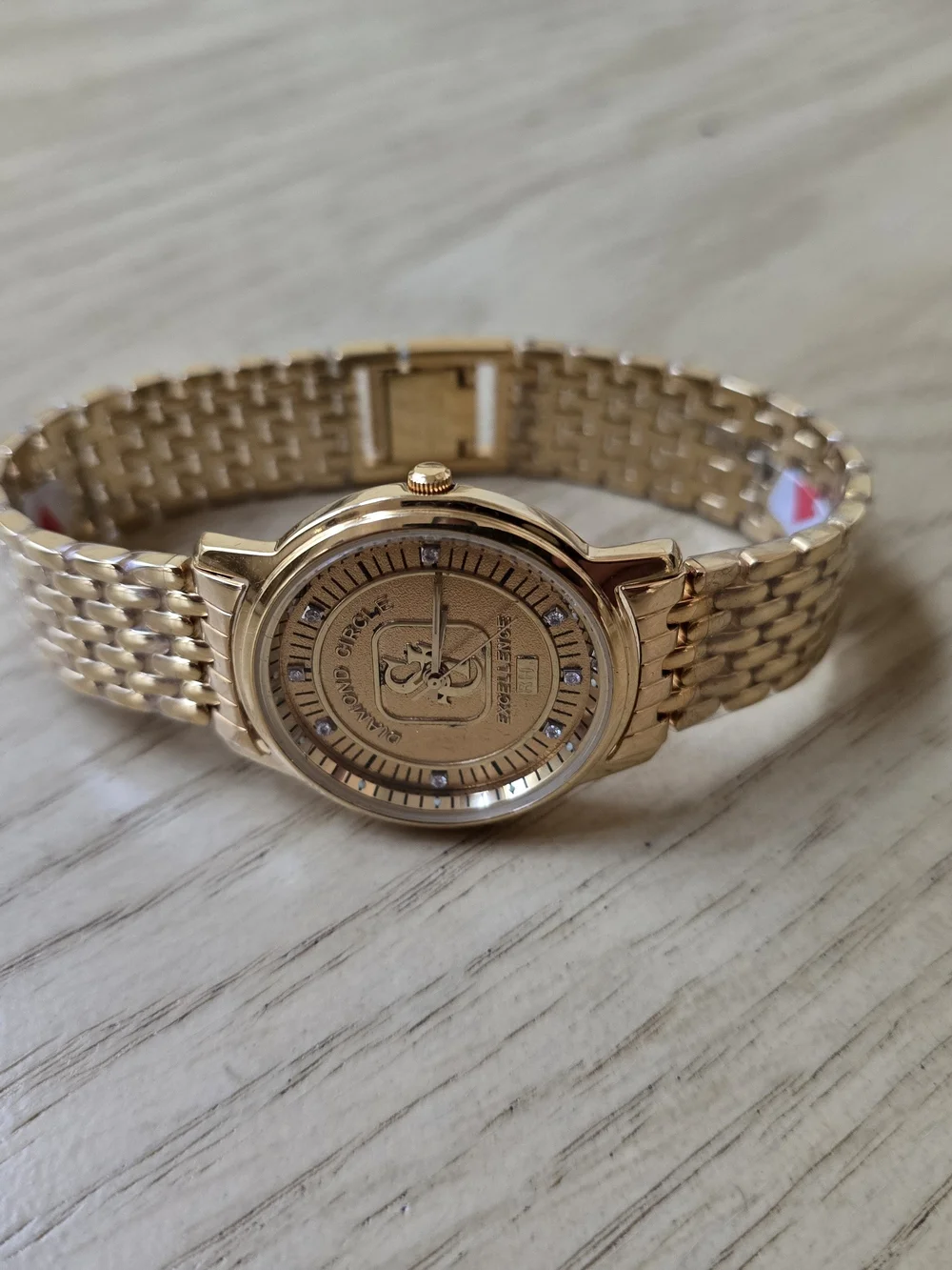 Gold Tone Men’s Analog Watch with Crystal Accents